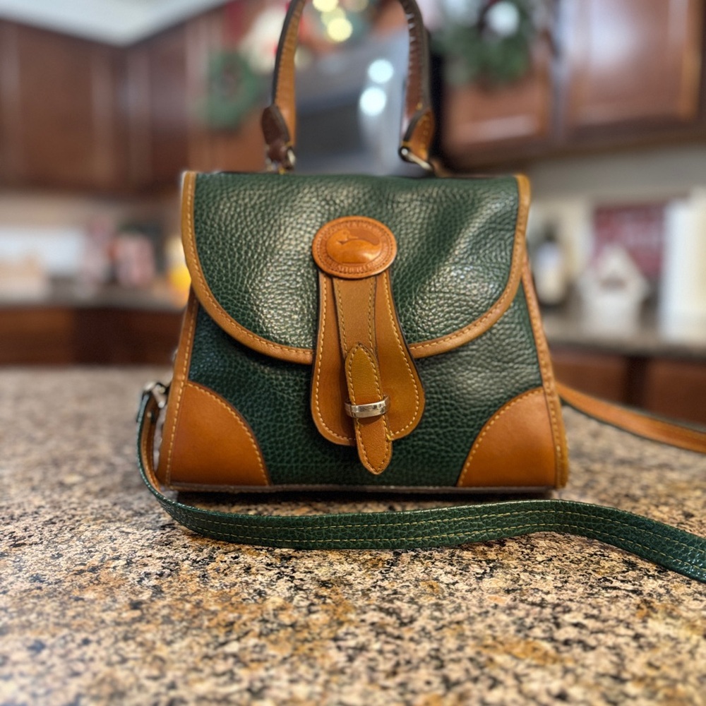 Dooney & Bourke Green and Tan Leather Satchel